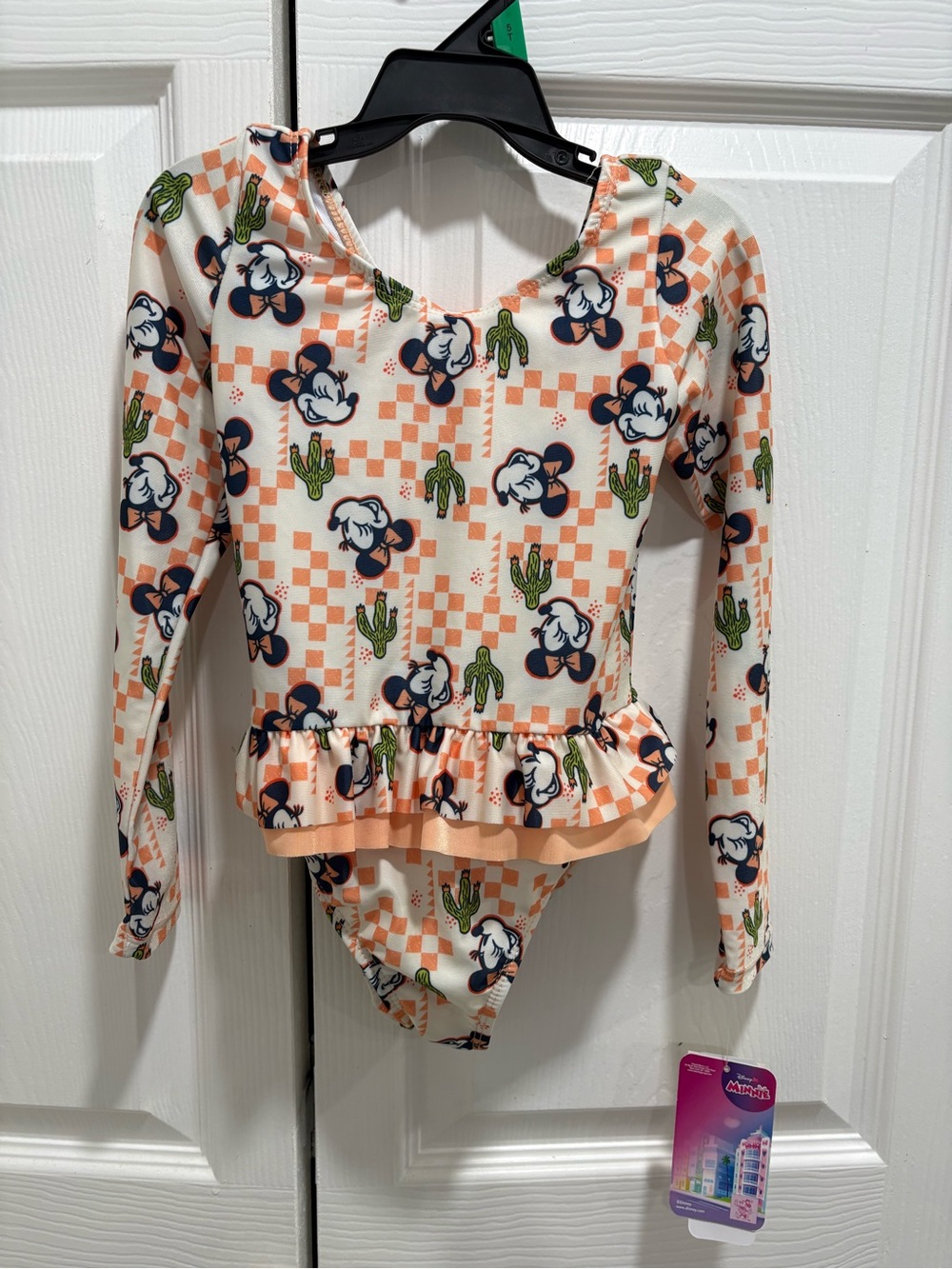 Disney Girls White Swim Bottoms with Orange and Green Print